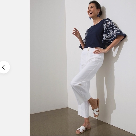 Chicos Embroidered Eyelet Tier Sleeve T shirt Pima Cotton Sz 4 = US: XXL Office - Picture 4 of 12